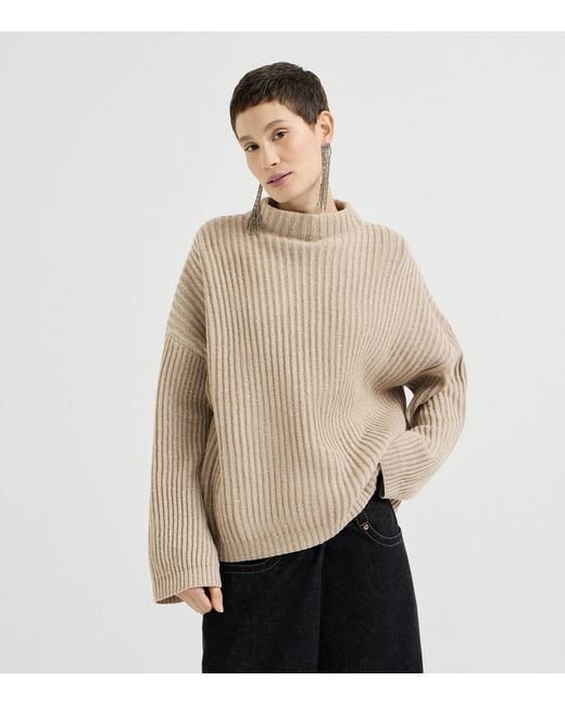 Brunello Cucinelli Natural Sparkling Rollneck Sweater