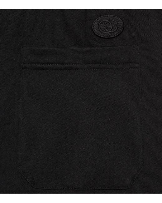 Gucci Black Cotton Jersey Web Stripe Sweatpants for men