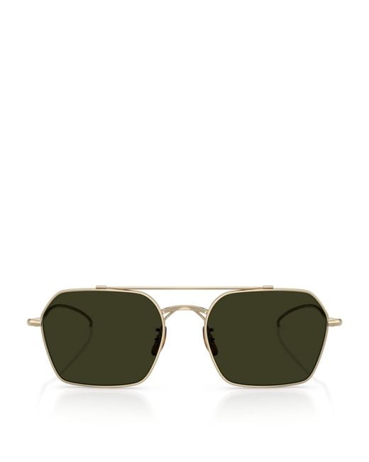 Oliver Peoples Green Titanium Tk-15 Square Sunglasses