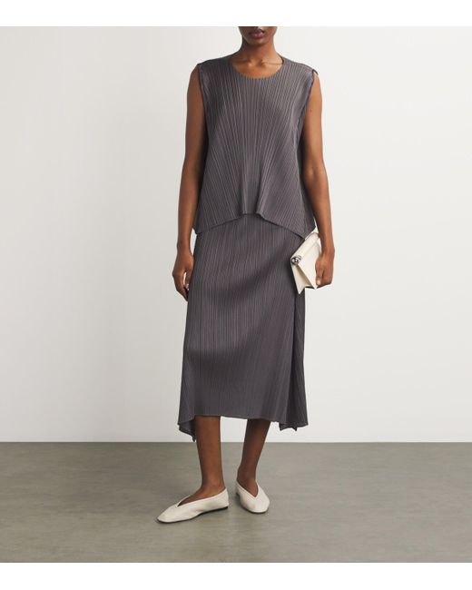 Pleats Please Issey Miyake Gray Efficient Square Midi Skirt