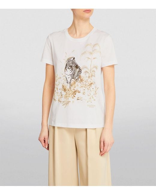 Max Mara White Cotton Graphic T-shirt