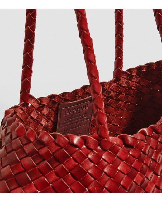 Dragon Diffusion Large Leather Woven Santa Croce Tote Bag in Red | Lyst