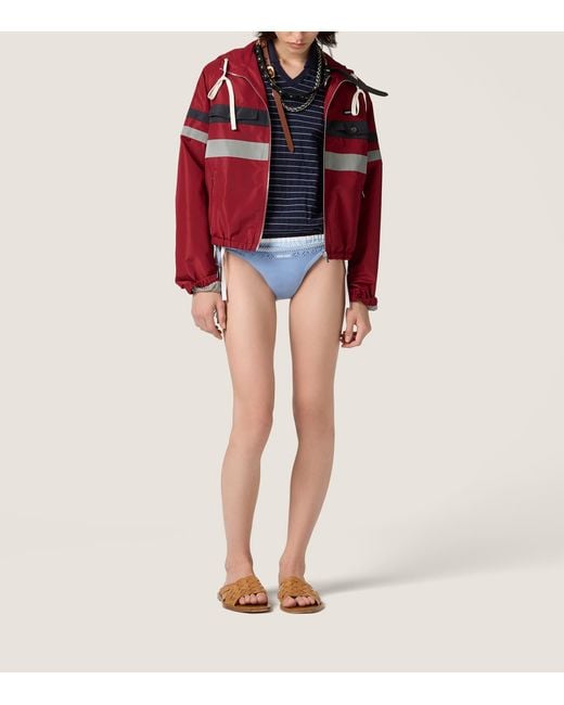 Miu Miu Blue Cotton Stripe Polo Sweater