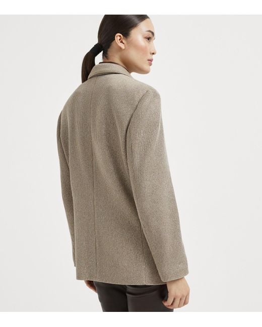 Brunello Cucinelli Brown Cotton-Blend Ribbed Blazer