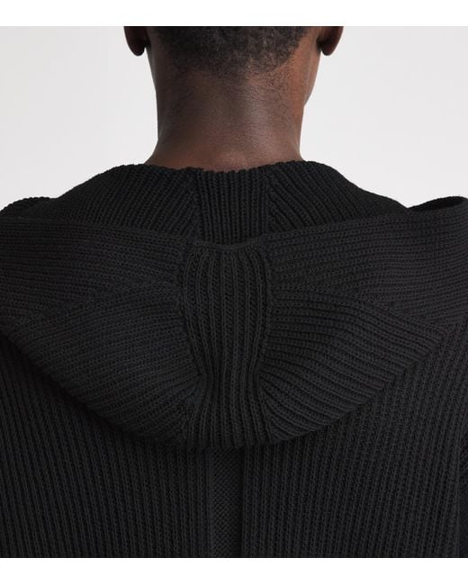 Rick Owens Black Cashmere Zip-Up Hoodie for men