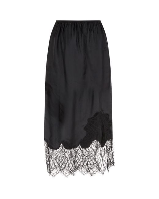 Helmut Lang Black Lace Trim Slip Skirt