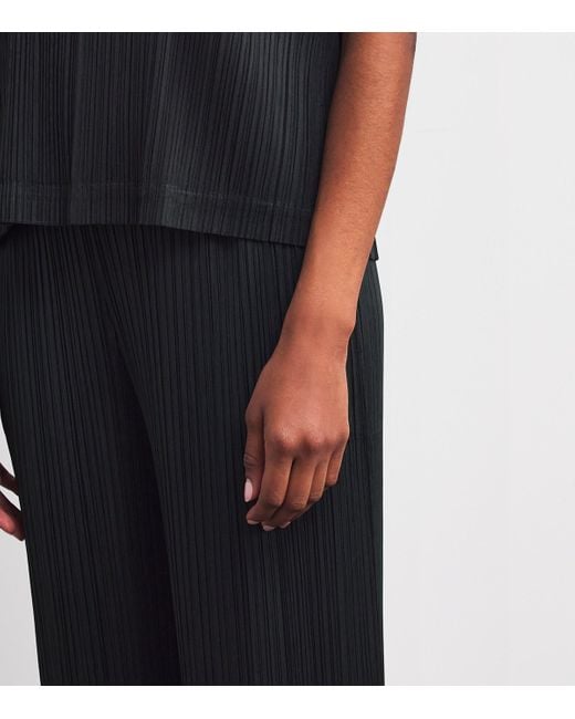 Pleats Please Issey Miyake Black Monthly Colors August Wide-Leg Trousers