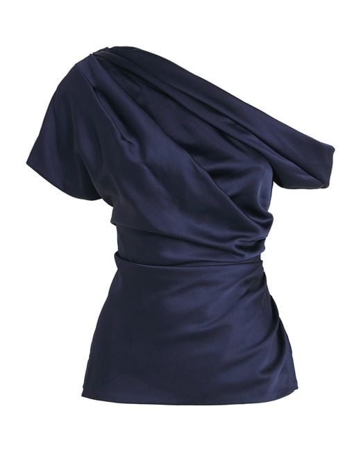 Jonathan Simkhai Blue Phoebe Off-Shoulder Top