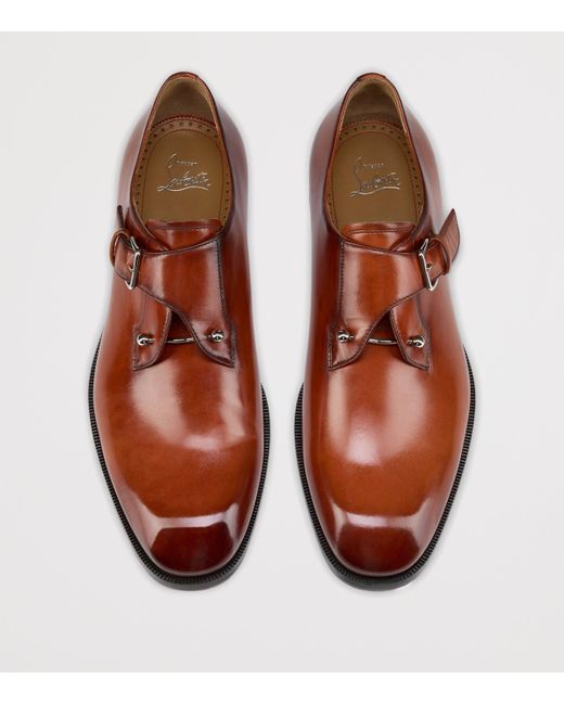 Christian Louboutin Brown Chambelimonk Leather Monk Shoes for men