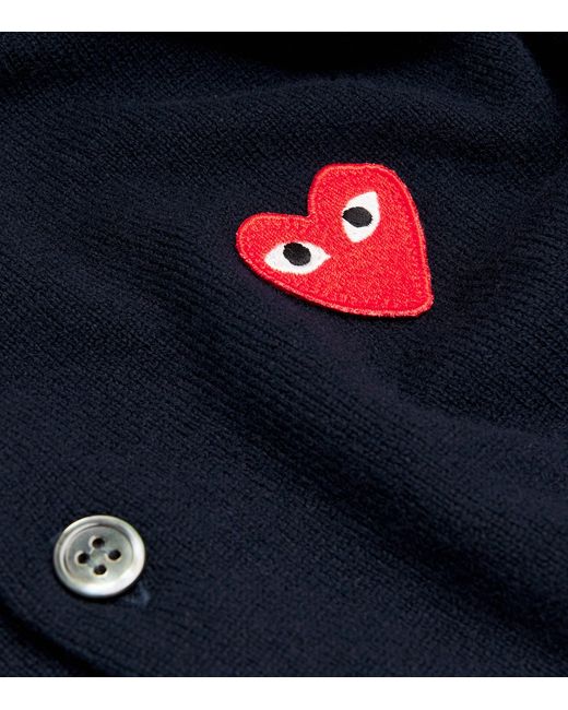 COMME DES GARÇONS PLAY Blue Wool Heart Cardigan for men