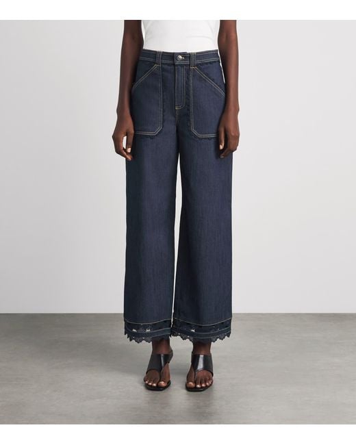 Cinq À Sept Blue Guipure Lace-Trim Benji Jeans
