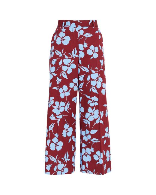 Weekend by Maxmara Red Cropped Floral Straight Trousers