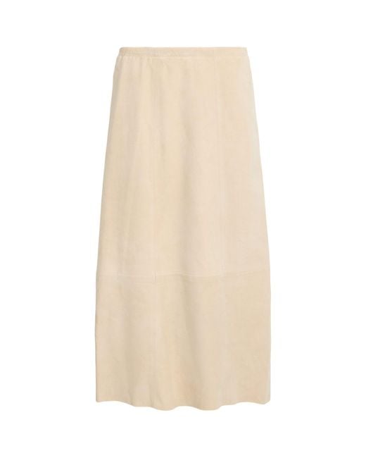 Vince Natural Suede Midi Skirt