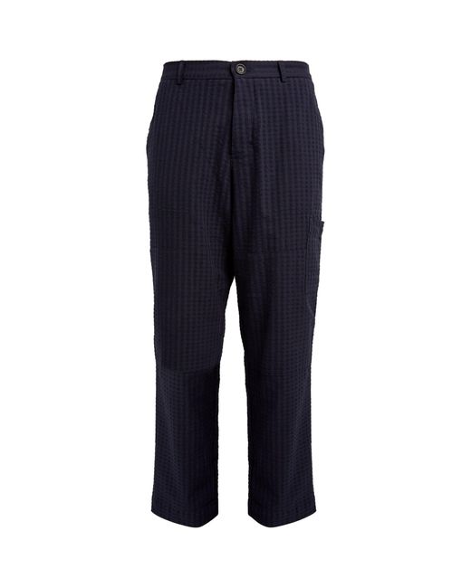 Oliver Spencer Blue Stretch-cotton Seersucker Trousers for men