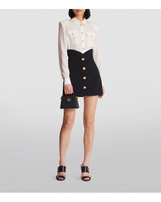 Balmain Black Button-detail Tulip Mini Skirt