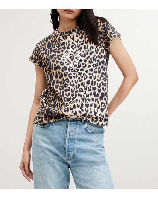 AllSaints Black Leopard Print Anna T-shirt