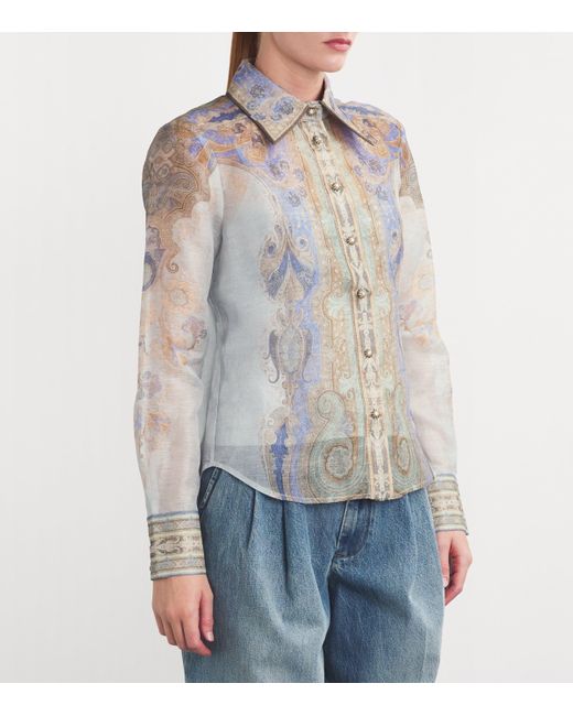 Zimmermann Gray Linen-Silk Eden Shirt