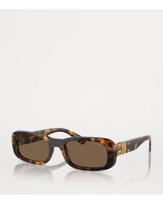 Miu Miu Brown Acetate Rectangular Sunglasses