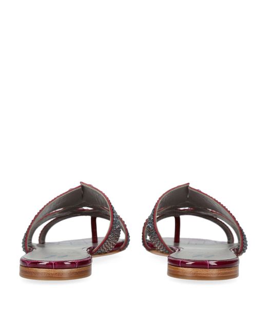 Gina Brown Leather Embellished Provence Slides