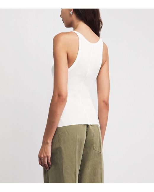 ÉTERNE White Cotton Ribbed Cami Top