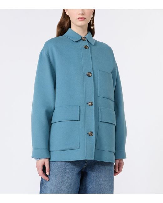 Weekend by Maxmara Blue Wool-Blend Short Coat