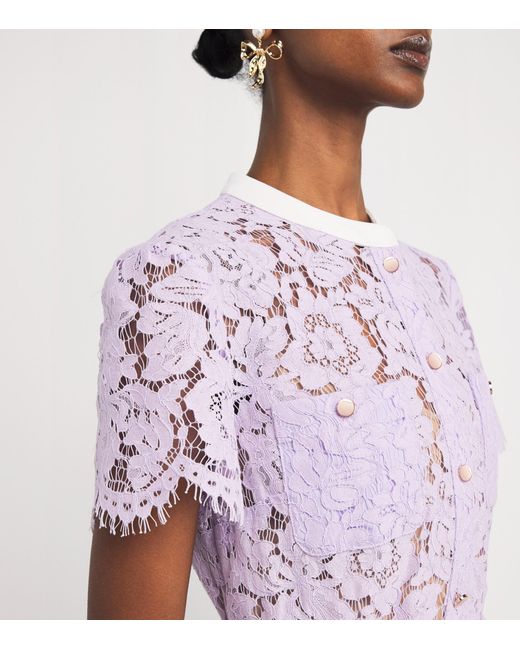 strapless open back dress Lilac Lace Midi Dress  self-portrait