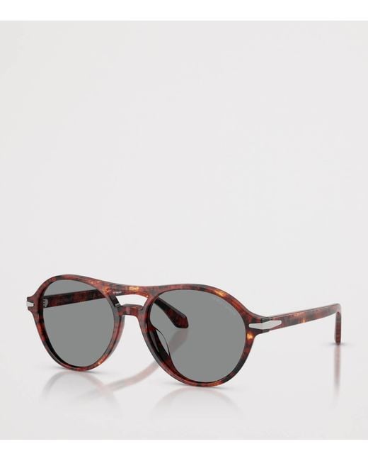 Giorgio Armani Gray Tortoiseshell Round Sunglasses for men