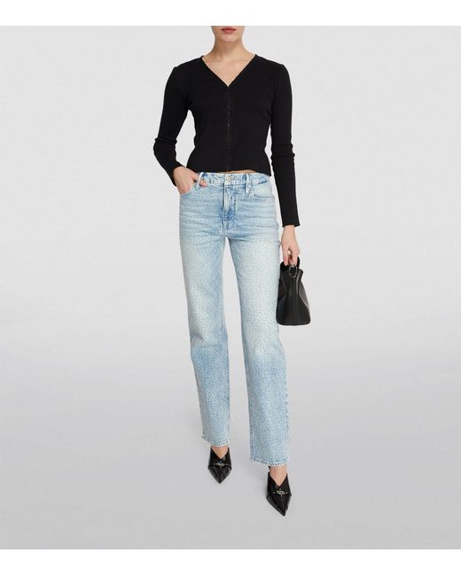 GOOD AMERICAN Blue Embellished Icon Straight Jeans