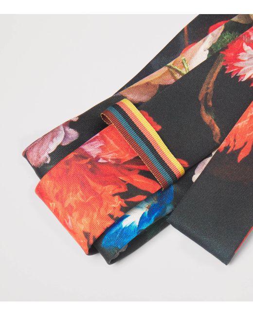 Paul Smith White Silk Floral Tie for men