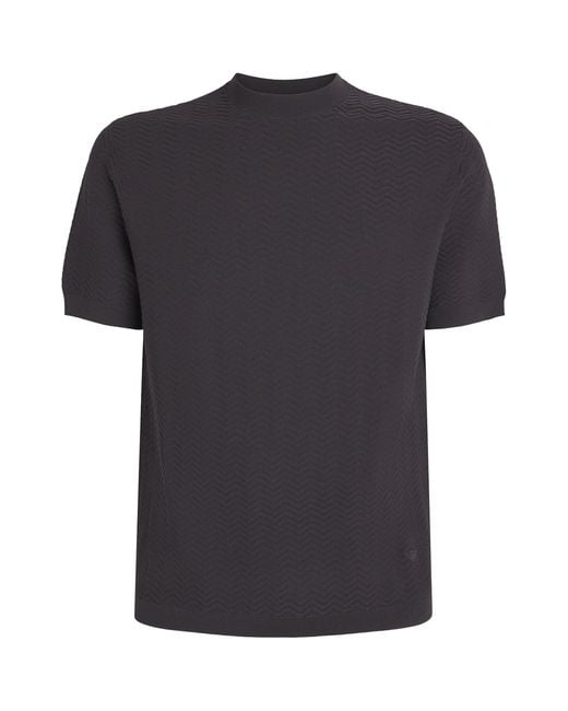 Emporio Armani Black Embossed T-Shirt for men