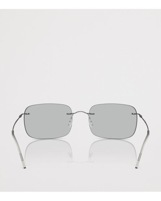 Giorgio Armani Gray Metal Pillow Sunglasses for men