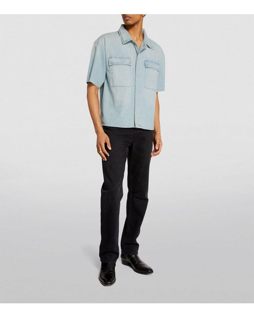 FRAME Blue Short-sleeve Denim Shirt for men
