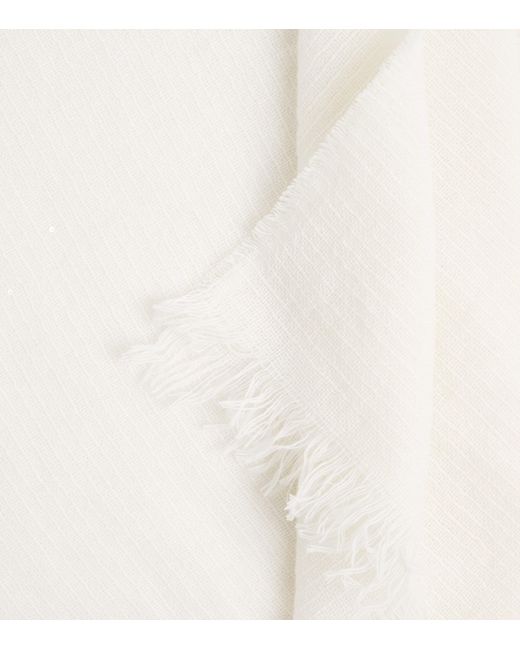 Fabiana Filippi White Merino-Cashmere Sequin Scarf