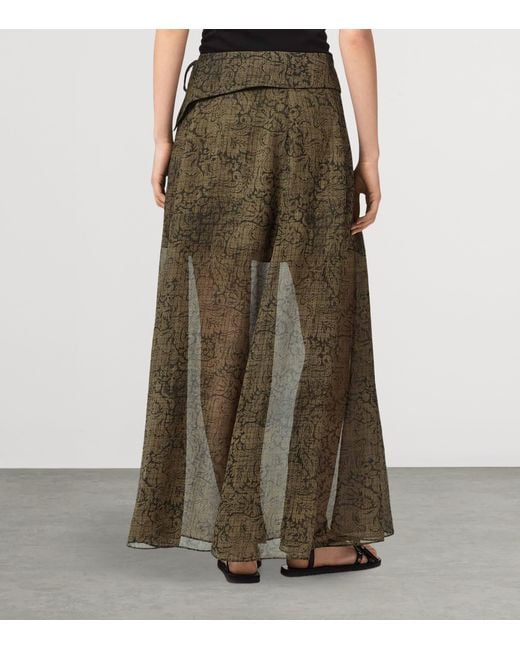 AllSaints Green Sali Maxi Skirt