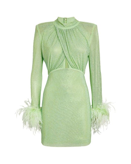 slim fit dress slacks Mesh Ruched Midi Dress SELF PORTRAIT Verde main image 0