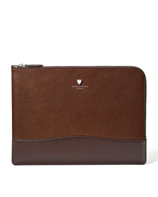 Aspinal Brown Leather Mount Street Laptop Case