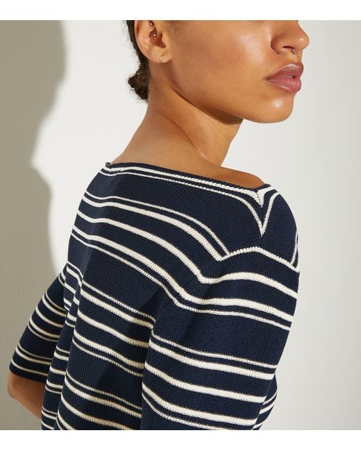 MAX&Co. Blue Stripe Boat-Neck Crop Top