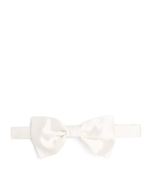 Canali White Silk Bow Tie for men