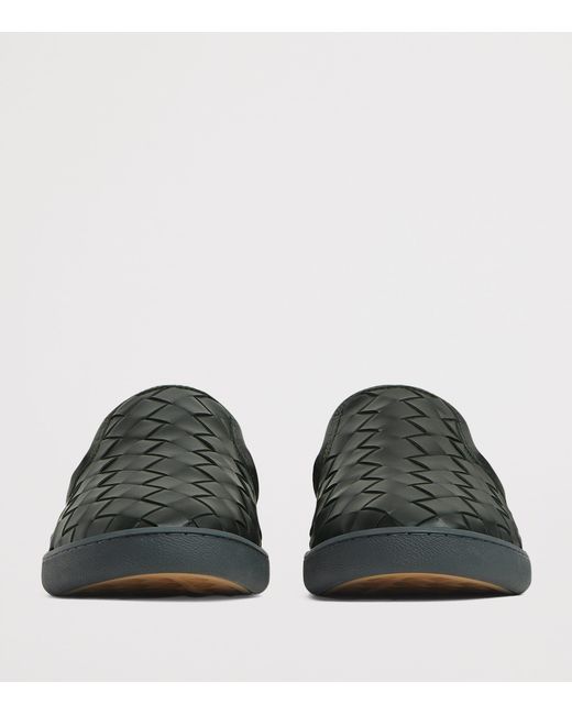 Bottega Veneta Black Leather Intrecciato Loafers for men