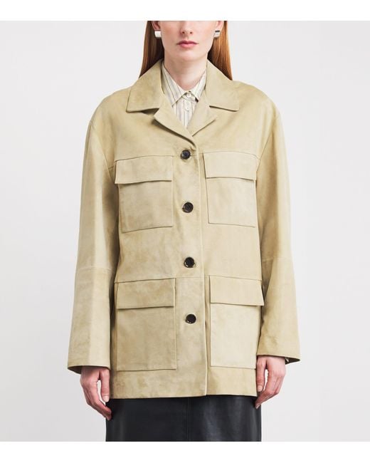 Arma Natural Sendy Button-Down Suede Jacket