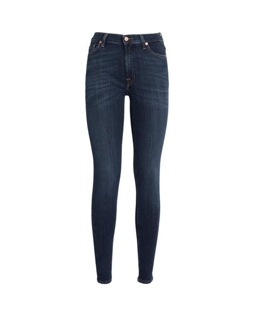 7 For All Mankind Blue Slim Illusion Luxe Skinny Jeans