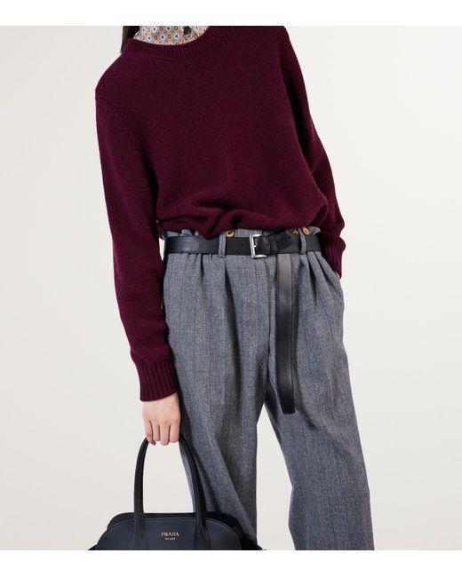 Prada Red Wool-Cashmere Crew-Neck Sweater
