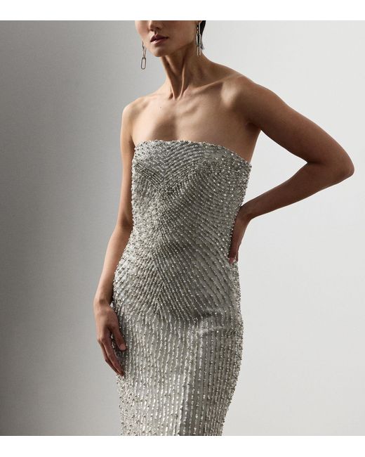 Ralph Lauren White Embellished Shelly Maxi Dress