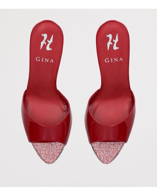 Gina Red Leather Marmont Heeled Mules 85
