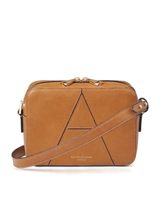 Aspinal Brown Leather Camera 'a' Cross-body Bag