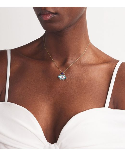 L'Atelier Nawbar Metallic And Diamond Queen Eye Pendant Necklace