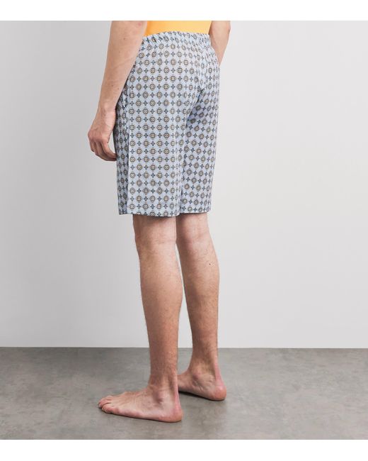 Hanro Blue Cotton Night & Day Shorts for men