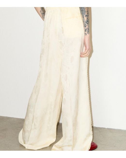 MAX&Co. Natural Floral Wide-Leg Trousers