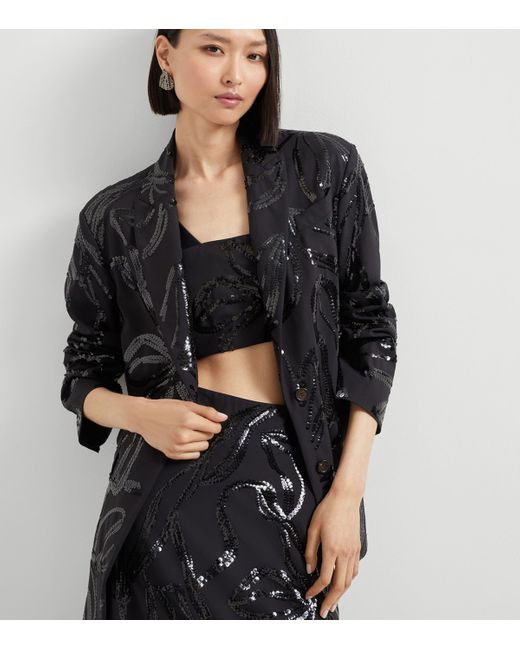 Brunello Cucinelli Black Embellished Single-Breasted Blazer