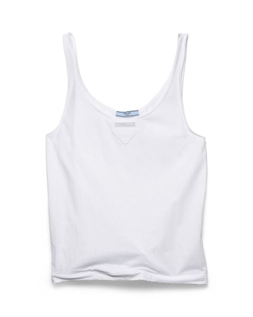 Prada White Cotton Jersey Tank Top